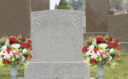Grave Decorations for Cemetery Vase for Flowers with Stakes and Floral Foam, Draining Holes - for Garden, Grave,Cemetery,Lawn, Yard - Memorial Grave Decorations - Nature Granite Colour