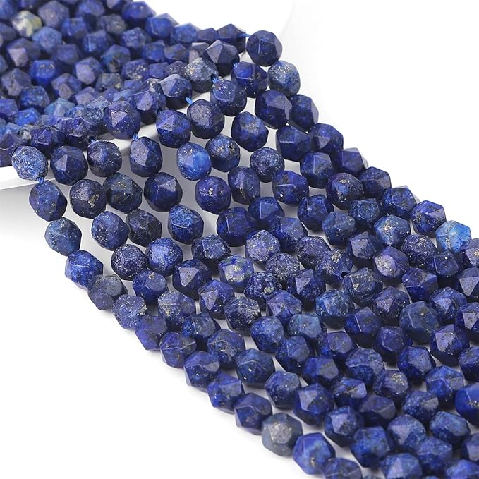 Faceted Natural Lapis Lazuli Stone Round Beads 8mm 36cm/Strand for Jewelry Making