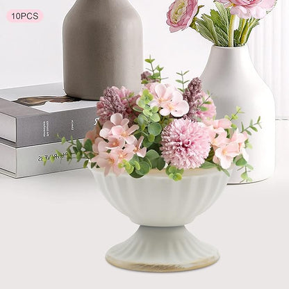 White Flower Arrangements Pot Vase for Wedding Centerpieces Table， 10 Pcs Small Metal Flower Planter Urn Vase Pot，for Home Wedding Party Christmas (10PCS, White)