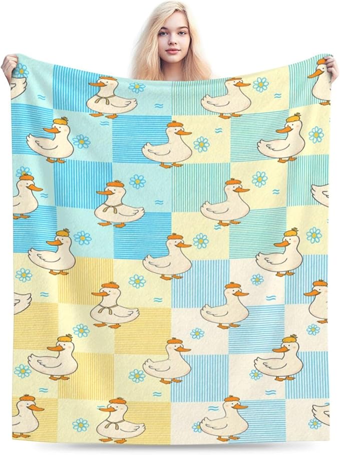 Funny Duck Blanket Cute Duck Throw Blanket Soft Cozy Fleece Fuzzy Stuffed Plush Flannel Gifts for Girls Women Boys Kids Adults 50"X60"