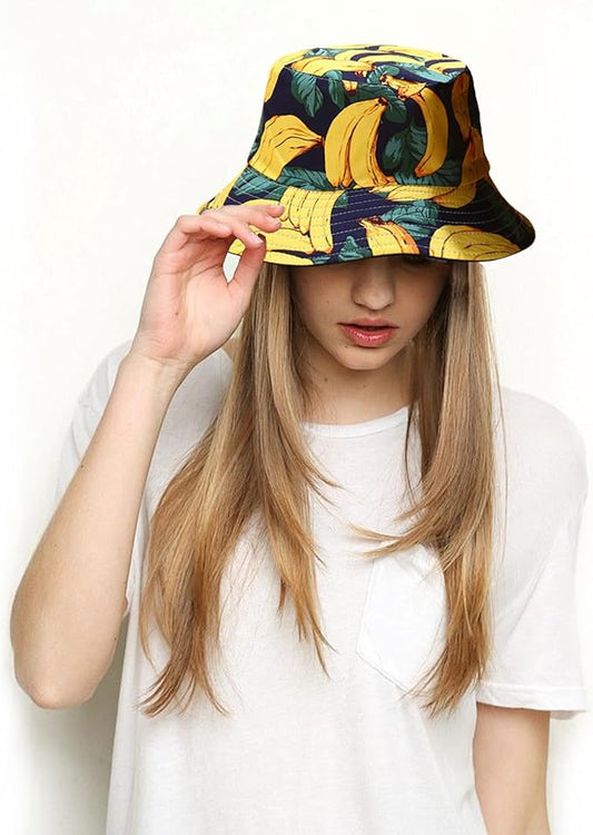 Bucket Hat for Women Men, Cotton Reversible Double Side Wear Sun Hats Beach Fisherman Hat