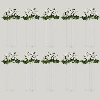 TEKXYZ Acrylic Centerpiece, 10 Pcs 31.5 Inch Tall Flower Stand, Column Wedding Centerpieces, Flower Stand for Wedding Event Party Props, Home Decor, Table