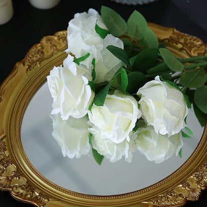 Felice Arts 12 Pack White Roses Artificial Flowers with Stem Fake Flowers Silk Roses Bouquet for Table Vase Wedding Centerpiece Party Home Kitchen Decor