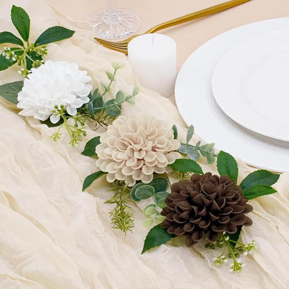 Artificial Flowers, 25pcs Artificial Rose for DIY Bouquets Arrangement,Chocolate and Tan Dahlia Flowers Foam Fake with Stems for Wedding Shower Party Floral Arrangements Tables Home Decorations