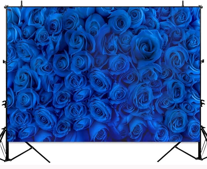 Blue Rose Flower Backdrop Royal Blue Rose Floral Valentines Day Photography Background Wedding Bridal Shower Photo Backdrops Birthday Party Decorations Portraits Photo Shoot Props 8x6ft