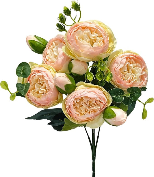 Artificial Peony Stems in Variety of Colors - Silk Faux Floral Home Decor (Pink Ombre)