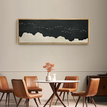 SIGNFORD Large Framed Canvas Print Wall Art Minimalist Birds in Flight Illustrations Modern Art Relax/Calm Warm for Living Room, Bedroom, Office - 60"x20"