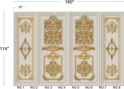 Eierme-Interior Walls with Golden Relief Patterns Mural Wallpaper Peel and Stick 160" x 114"