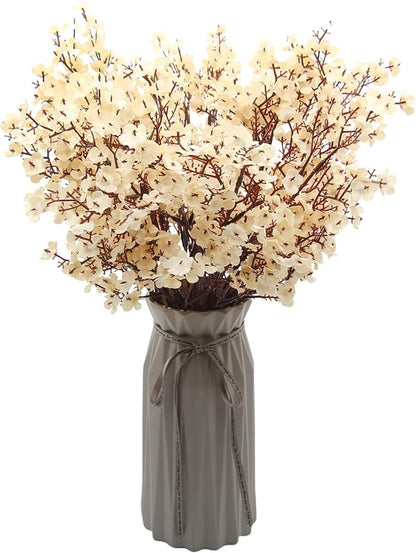 Hananona 10 Pcs Babys Breath Artificial Flowers Real Touch Fake White Flowers Silk Flowers for Spring Wedding Decor Indoor Floral Arrangement Table Centerpieces Home Decor (White, 10)
