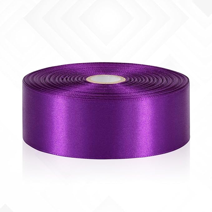 Purple Satin Ribbon 1-1/2 Inch 60 Yards, Dark Purple Polyester Fabric Ribbon for Gift Wrapping, Flower Bouquet Accessories, Crafts, Halloween, Wedding and Festival Decor