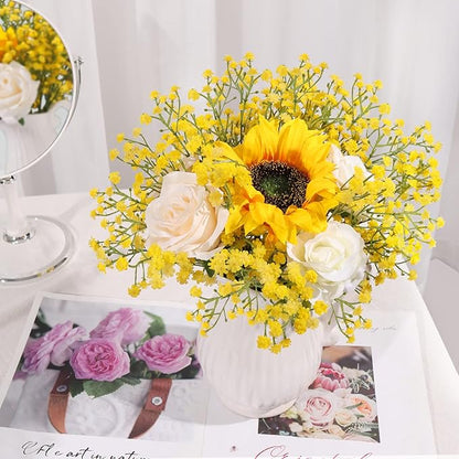 DEEMEI 15 PCS Babys Breath Artificial Flowers Fake Babys Breath Flowers Artificial Bulk Yellow Gypsophila Bouquets Real Touch Faux Flowers for Wedding Floral Arrangement Party Home Decoration