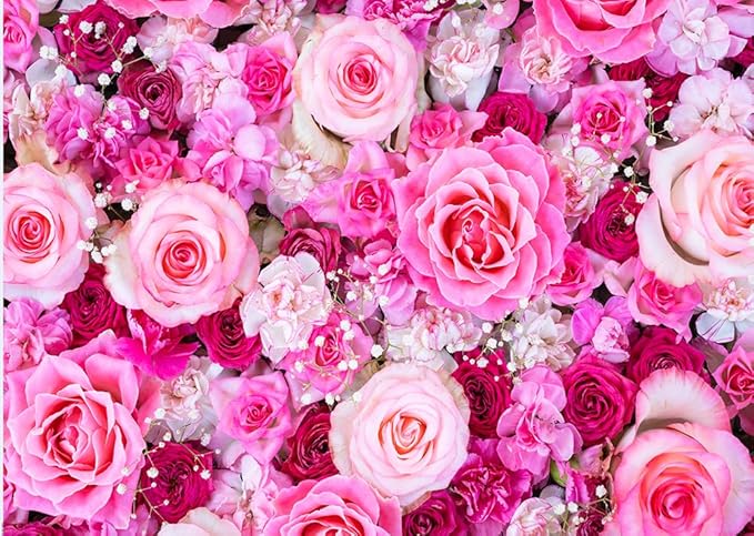 CHAIYA 8x6ft Flower Backdrop Rose Flowers Floral Wall Photography Background Birthday Baby Shower Wedding Party Banner Spring Tea Party Backdrop Photo Booth Props CY355