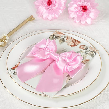 Pink Ribbon 1-1/2 Inch, 60 Yards Pink Satin Ribbon for Flower Bouquet Gift Wrapping Eternal Flower Crafts Christmas Wedding Hair Baby Shower