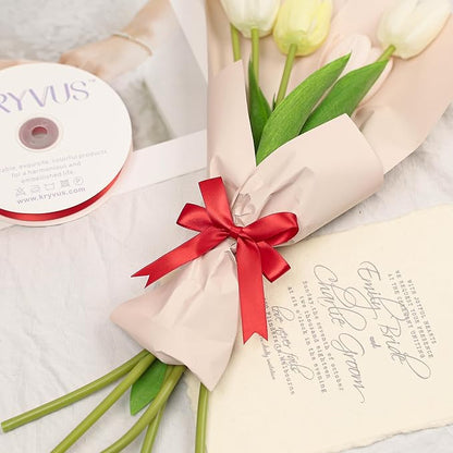 Red Satin Ribbon, Double Faced 5/8 Inch X 50 Yards Red Ribbon, Premium Satin Ribbon for Gift Wrapping, Crafts, Hair Bow Making, Sewing, Flower Bouquet, Wedding Party Decor