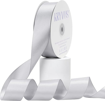 Silver Satin Ribbon, Double Faced 1-1/2 Inch X 50 Yards Silver Ribbon, Premium Satin Ribbon for Gift Wrapping, Crafts, Hair Bow Making, Sewing, Flower Bouquet, Wedding Party Decor