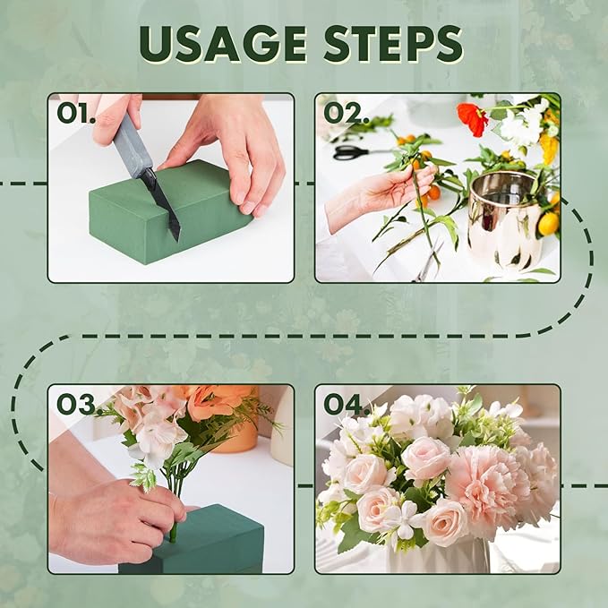 20 Pcs Floral Foam Blocks, 5.5"L x 3.1"W x 1.7"H Green Dry & Wet Flower Foam for Fresh and Artificial Flowers, Plant Foam for Wedding, Birthdays, Pary, Home Decorations