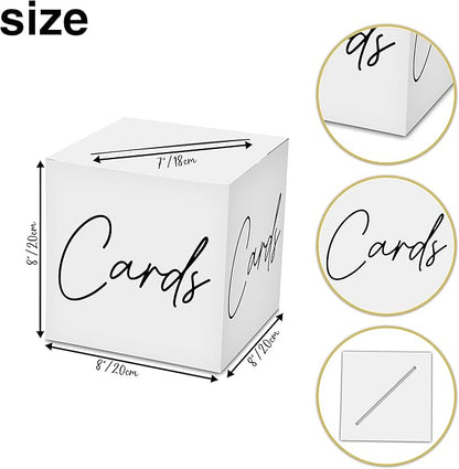 Classic Elegant Card Box – 1 Set Hot Stamping Card Receiving Box for Gift Envelope Money – Wedding Bridal Baby Shower Birthday Graduation Party Supplies Decorations ( 8"*8"*8", Black and Gold)-A01