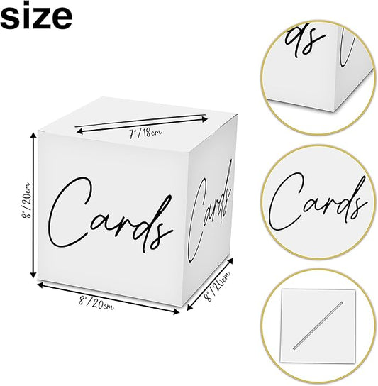 Classic Elegant Card Box – 1 Set Hot Stamping Card Receiving Box for Gift Envelope Money – Wedding Bridal Baby Shower Birthday Graduation Party Supplies Decorations ( 8"*8"*8", Black and Gold)-A01
