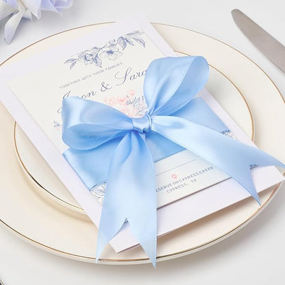 1-1/2 Inch Wide Sky Blue Satin Ribbon, 50 Yards Solid Polyester Fabric Ribbon for Roses Making, Gift Wrapping, Christmas, Wedding Decorations, Crafts, Bows