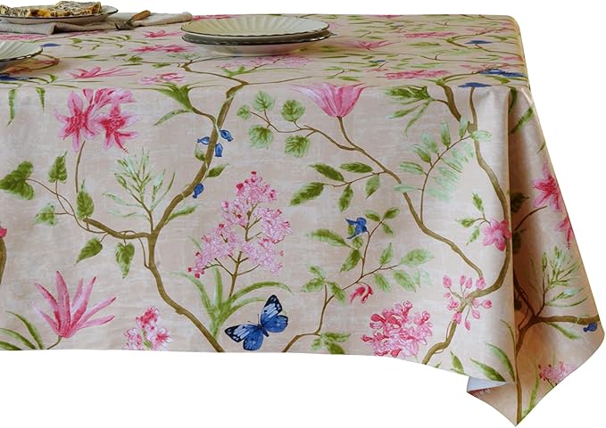 Rectangle Table Cloth,100% Waterproof Tablecloth Oil Proof Spill Proof Vinyl Table Cloth, Wipe Clean Plastic Table Cover for Dining, Camping, Indoor and Outdoor 52" x 70",Pink
