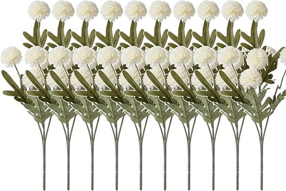 Artificial Hydrangea Flowers Fake Hydrangeas Faux Flowers Bouquet Artificial Plants for Wedding Home Office Decor Excluding vases-（Milk White 10 PCS）