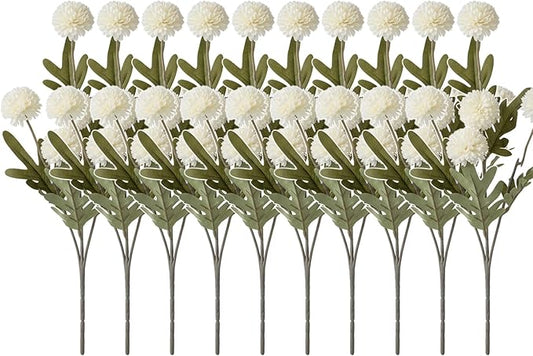 Artificial Hydrangea Flowers Fake Hydrangeas Faux Flowers Bouquet Artificial Plants for Wedding Home Office Decor Excluding vases-（Milk White 10 PCS）