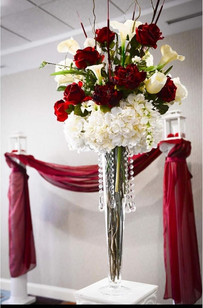 WGV Trumpet Glass Vase Bulk, Open 4", Height 23.5", (Multiple Sizes Choices) Clear Tall Pilsner Floral Planter Container Centerpiece, Wedding Event Home Decor, 6 Pieces (VTV0424)