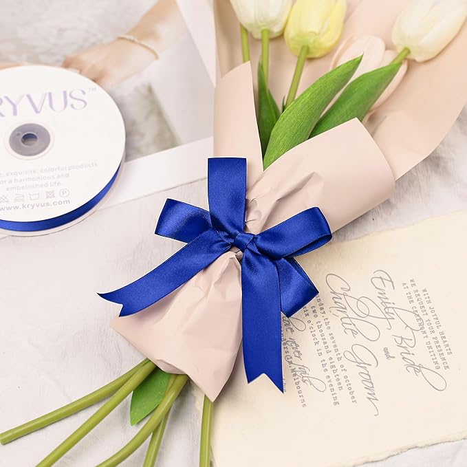 Royal Blue Satin Ribbon, Double Faced 1 Inch X 25 Yards Royal Blue Ribbon, Premium Satin Ribbon for Gift Wrapping, Crafts, Hair Bow Making, Sewing, Flower Bouquet, Wedding Party Decor