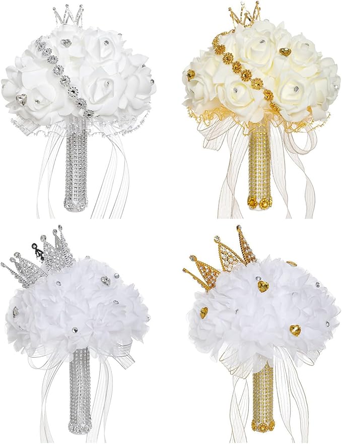 Ochine Bride & Bridesmaid Bouquets - Silk Hand Holding Flower Bouquet for Wedding & Valentine's Day Decor