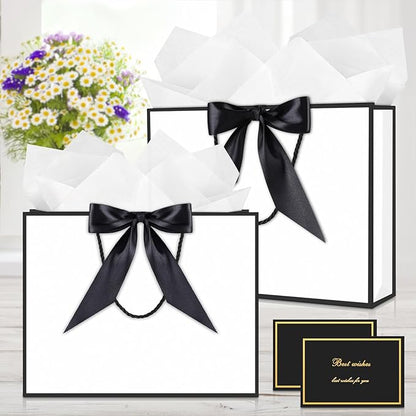 JMANNI Gift Bag, 1PCS Gift Bags Large with Ribbon and 1 Greeting Cards 2 Tissue Paper, Portable Paper Gift Bag with Handles, Birthday Gift Bags,Present Bags for Wedding Party Mothers Day