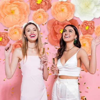 Giant Paper Flowers Artificial Large Paper Flower Decoration for Handcrafted Wall Backdrop Christmas Mexican Wedding Graduation Bridal Shower Birthday Party Supplies(Pink White,18 Pcs)