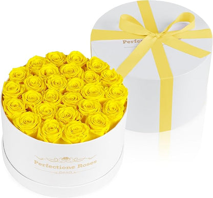 Perfectione Roses 27 Roses in a Box, Mothers Day Rose, Preserved Flowers for Her, Flowers for Delivery Birthday Gifts for Women (Yellow)