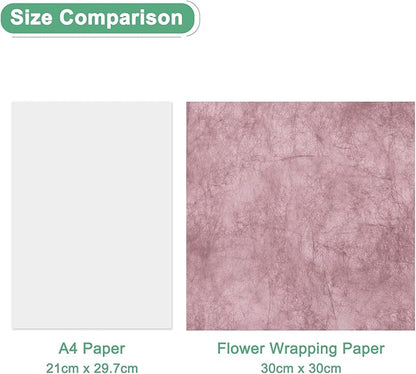 M METERXITY 38-Sheet Korean Cotton Wrapping Flower Paper, 11.8 Inch Waterproof Floral Wrapping Cotton Paper for Bouquets/Gift Packaging [Light Rose]