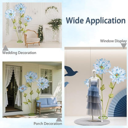 5.6 Ft Large Daisy Flowers for Decorations,Big Fake Daisy,Giant Artificial Flower with Stand,for Home Garden Hotel Office Decor,Photography Props,Wedding,Birthday,Art Gallery,Shop Window Display(Blue)