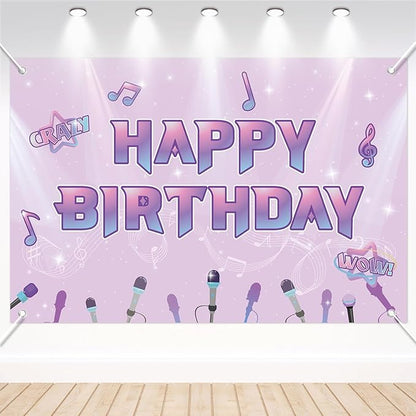 Happy Birthday Backdrop, 180x120cm/70.87x47.24in Music Theme Birthday Background Cartoon Magical Party Favors Toys Supplies Gifts for Video Shooting Classroom Decor Decorations Photo Studio