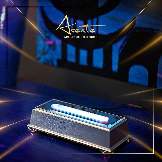 16 LED Multi-Color Light Stand Base- Lighted Acrylic Display, Crystal Display, Trophy & Art Hologram, 3D Pedestal Stand for Crafts, & Other Special Centerpieces, 4.5V AC/USB Adapter, Matte Black