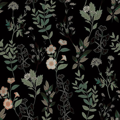 Black Green Leaf Wallpaper Peel and Stick Vintage Taupe Green Floarl Contact Paper 17.4" X 118" Moody Wallpaper Waterproof Self-Adhesive Wall Covering for Bedroom Countertop Desk Cabinets Decor