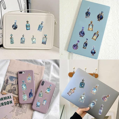 Moon & Celestial Stickers 50 Pack - Transparent PET Galaxy Stickers, Waterproof Cosmic Decals for Junk Journals, Planners, Laptops, Water Bottles - Dreamy Night Sky Starry Aesthetic Art