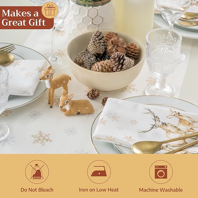 Maison d' Hermine Table Runner 100% Cotton Double Layer Table Runners 72 inches Long for Thanksgiving Christmas Decorations Home Kitchen Dining Party Wedding (Deer in The Woods, 14.5" x 72")
