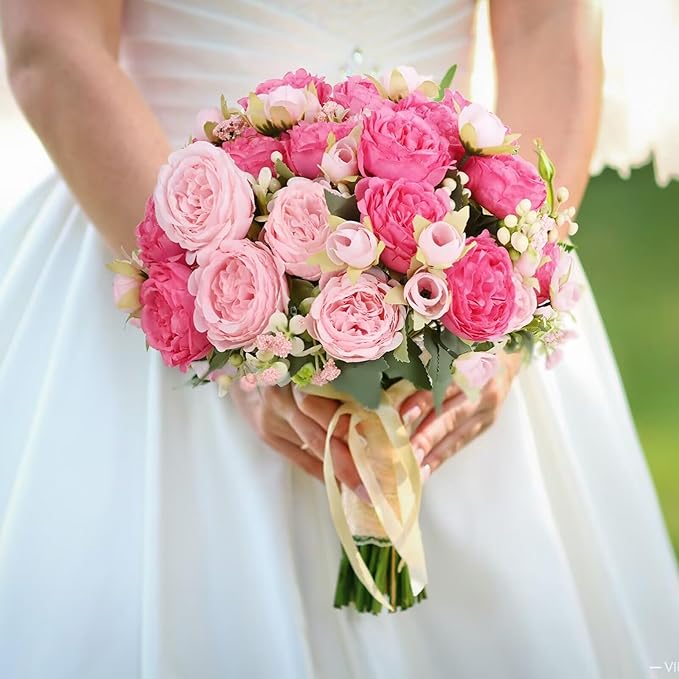 MARTINE MALL 8 Packs Peonies Artificial Flowers, Mixed Pink Artificial Peonies, Silk Peonies Flowers Fake Peonies Artificial Flowers Peonies Bouquet for Centerpiece Table Wedding Party Home Decor