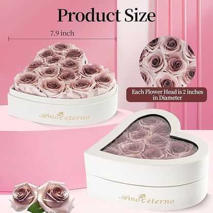 Flower, Forever Roses in A Box, Fresh Flowers, Birthday Gifts for Her, Women, Mom, Girlfriend, Wife, Grandma,Dusty Forever Roses