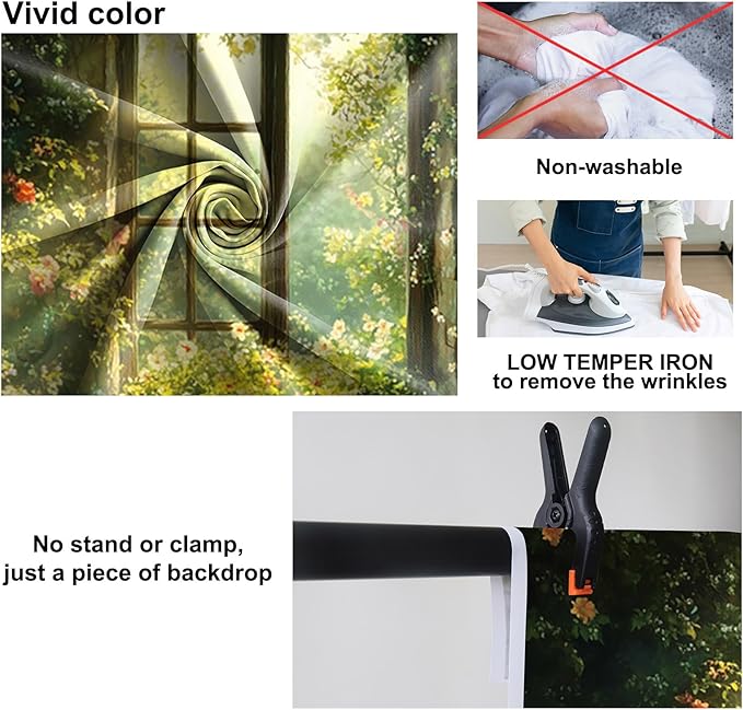Baocicco 12x8ft Spring Window Photography Backdrops Sunshine Oil Painting Flowers Background Cloth for Marriage Valentines Mothers Day Engagement Party Decoration Photo Props Background Supplies