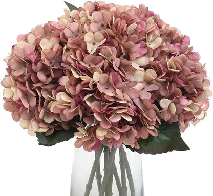 Kimura's Cabin 6pcs Fake Hydrangea Flowers Vintage Artificial Silk Hydrangeas Bouquets Faux Hydrangea with Stems for Autumn Wedding Party Home Garden Table Center Decoration (Pink Purple)