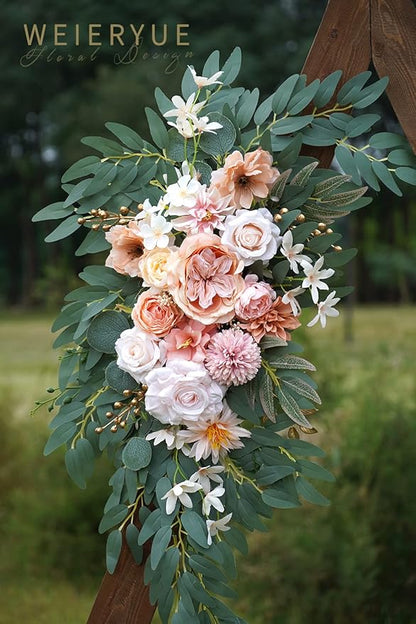 Artificial Wedding Arch Flowers Kit(Pack of 2) for Wedding Arch, Bridal Shower, Ceremony and Reception Backdrop Decoration (Coral Pink)