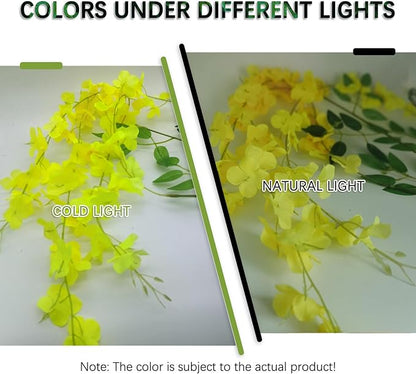 24 Pack Yellow Wisteria Hanging Flowers Garland, 3.77 Feet Artificial Flower Vines, Fake Wisteria, Artificial Vines Hanging Garland for Backdrop Outdoor Yard Garden Decor