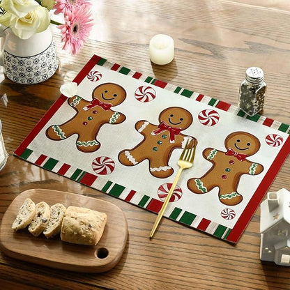 Christmas Placemats Set of 4 Christmas Candy Place Mats Washable Table Dinner Mats Linen Table Mats for Kitchen Dining Party Home Kitchen Decor 12x18 Inch