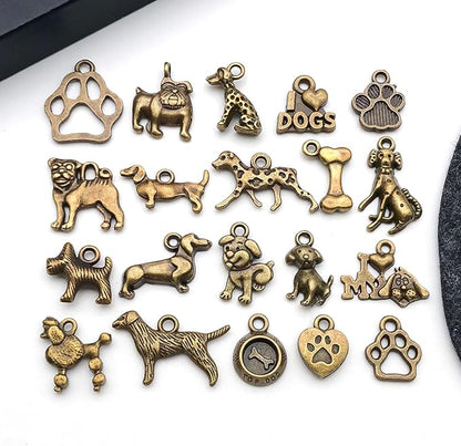 WOCRAFT 60pcs Antique Bronze Dogs Bracelet Charms for Jewelry Making Sets DIY Necklace Bracelet Keychain Crafting Charms Kit Craft Supplies (SN859)