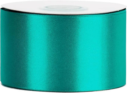 MEEDEE Teal Satin Ribbon - 2 Inch Double Faced Satin Ribbon for Christmas Tree, Weddings, Flower Bouquets