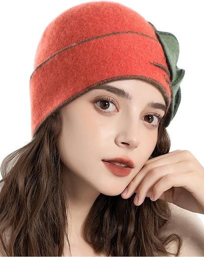 Sumolux Beanie Hats for Women Wool Skull Cap Beret Floral Cuffed French Vintage Dress Cloche Classic Winter 1920s