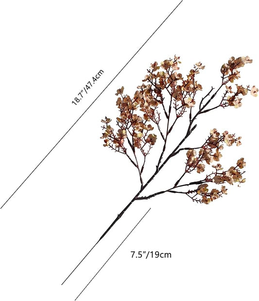 Mandy's Light Brown Artificial Baby’s Breath European Flowers 6 Bundles Silk Gypsophila with Bendable Stems for Fall Thanksgiving & Christmas Centerpiece Wedding Decor and Table Arrangements